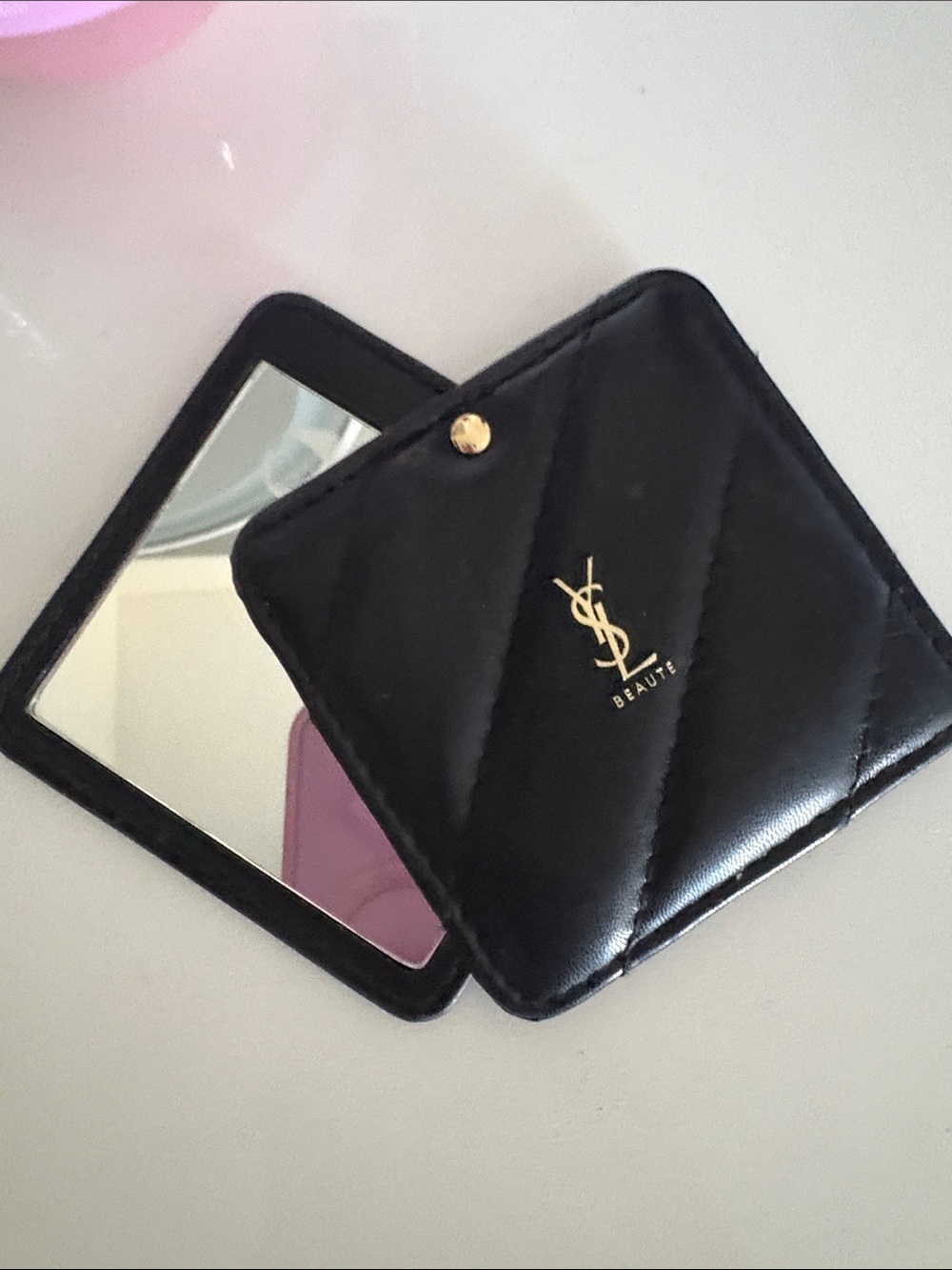 Black Quilted Compact Mirror authentic